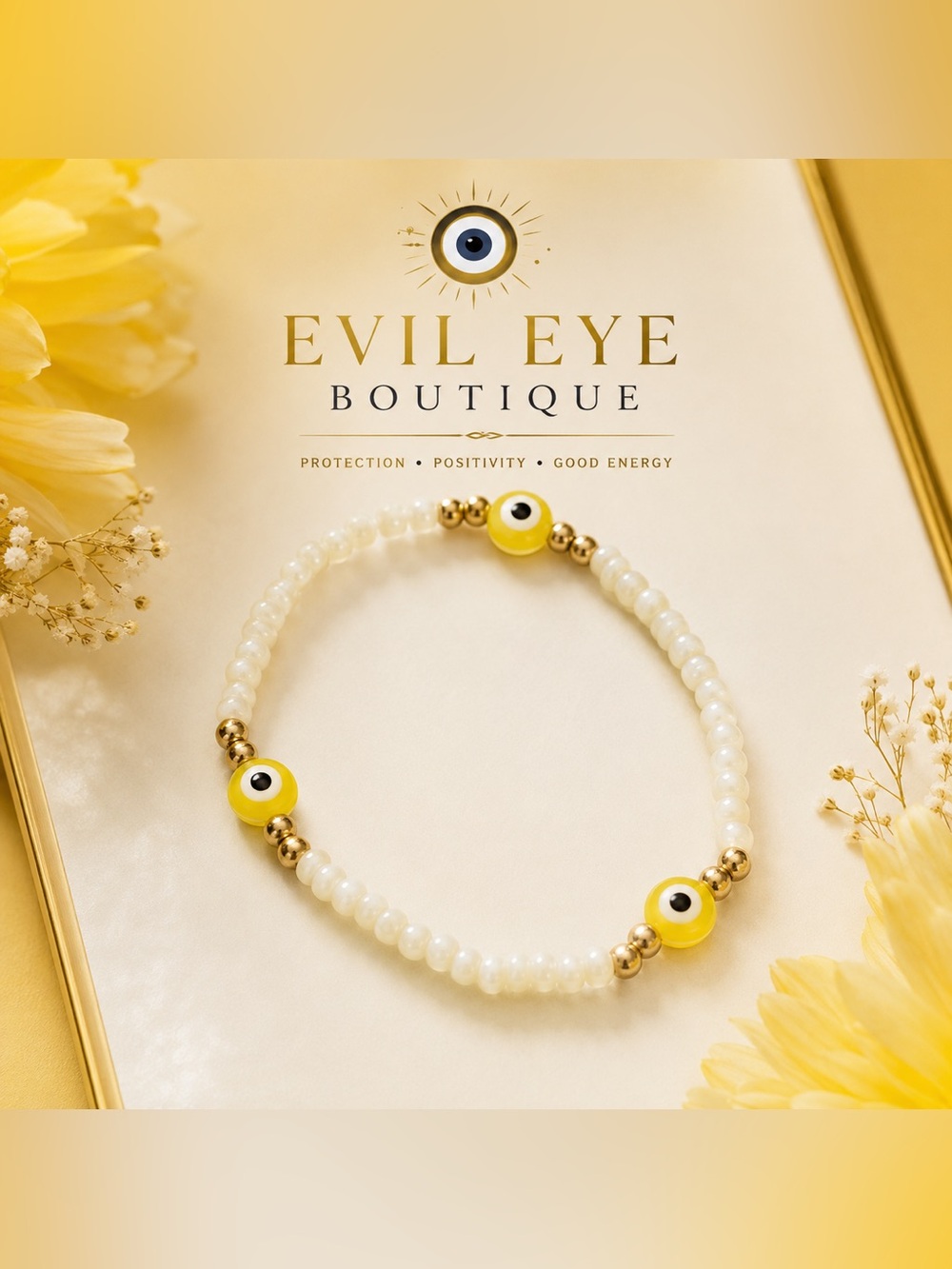 🧿🌝Yellow Bead Protection Bracelet #70🧿✨